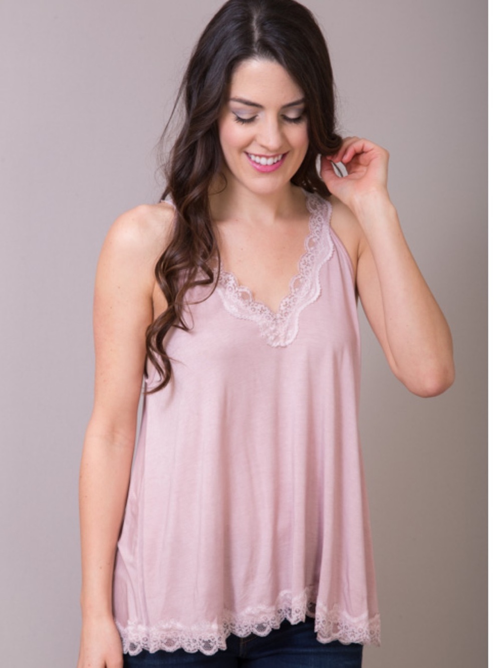 POL Blush S Lace-Trim Chemise Slip - Picture 1 of 6